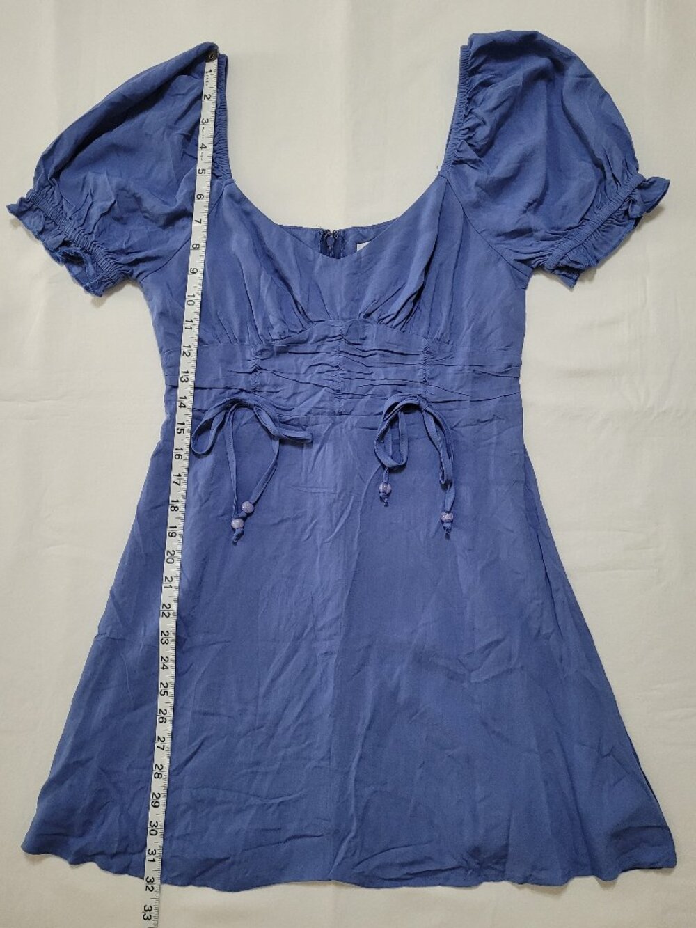 Cupshe Mini Dress Puff Sleeve Empire Waist Sundress Blue Small Coquette - Picture 9 of 13